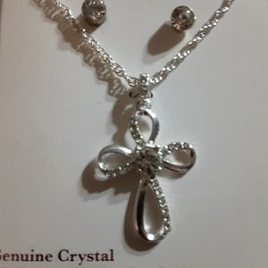 cross necklace and earring set